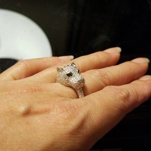 Panther Sterling Silver ring with Cubic Zirconia